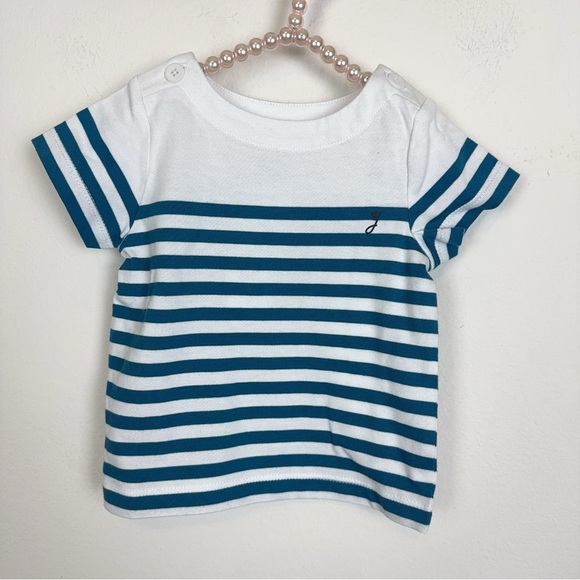 Jacadi 100% Cotton Short Sleeve Blue Stripe 6 Month - Picture 1 of 7